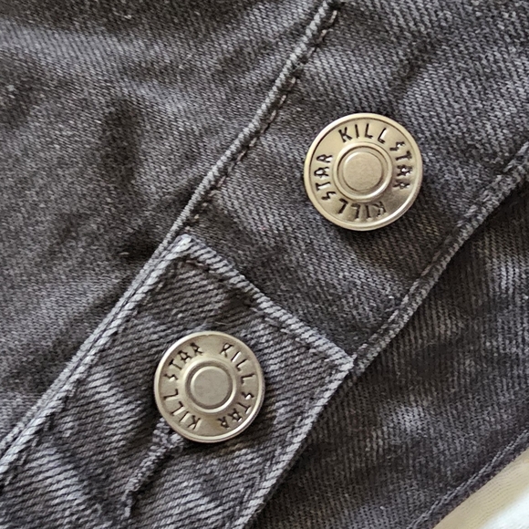 Killstar Black Denim Jacket with Faux Fur Detail - Picture 6 of 6